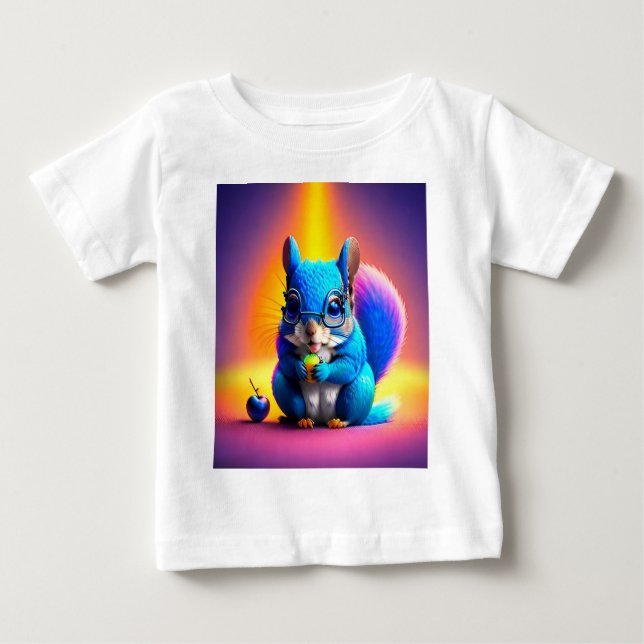 Blue Squirrel Eating A Fruit  Baby T-Shirt (Front)