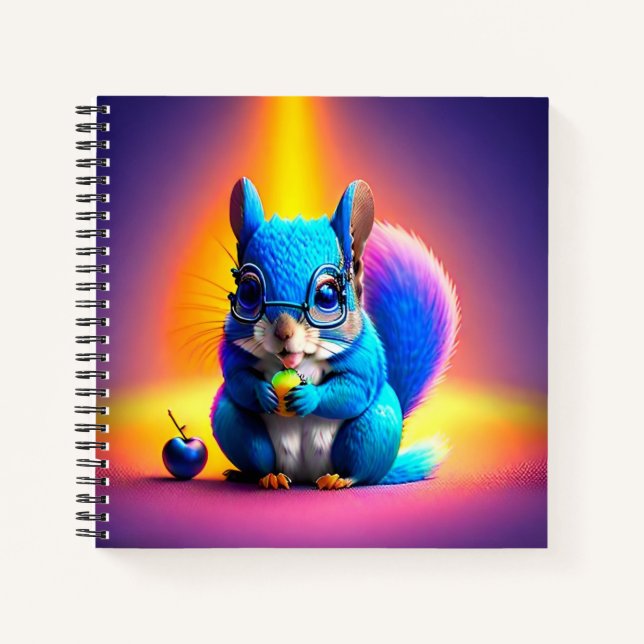 Blue Squirrel Eating A Fruit  Notebook (Front)