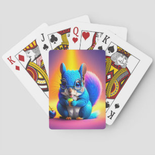Blue Squirrel Eating A Fruit Playing Cards