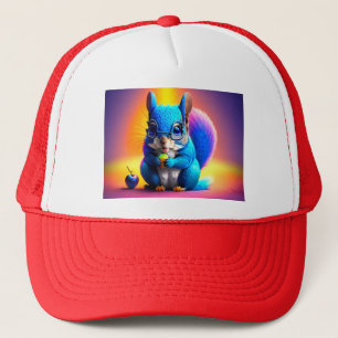 Blue Squirrel Eating A Fruit  Trucker Hat