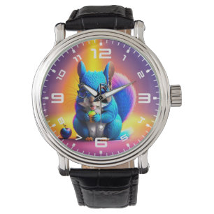 Blue Squirrel Eating A Fruit  Watch