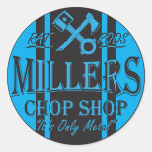 Blue SS Stripes Hot Rods Logo Classic Round Sticker