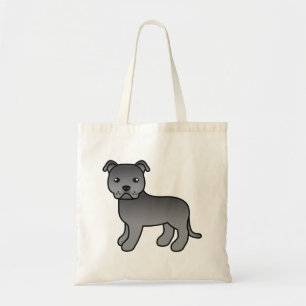 Blue Staffordshire Bull Terrier Cute Cartoon Dog Tote Bag