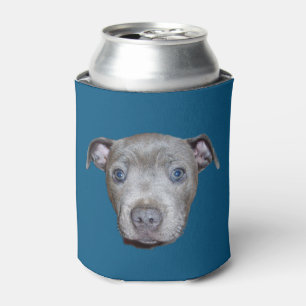 Blue Staffordshire Bull Terrier Face, Blue Can Cooler