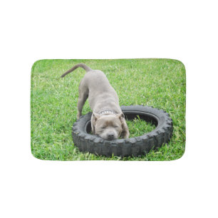 Blue Staffordshire Bull Terrier Memory Foam Mat. Bath Mat