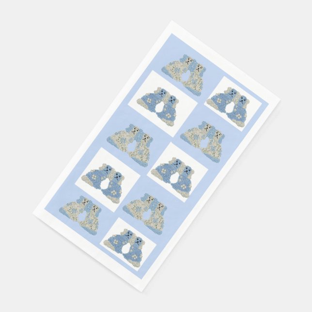 Blue Staffordshire Dogs Ginger Jars Magnolia Napkin (Corner)