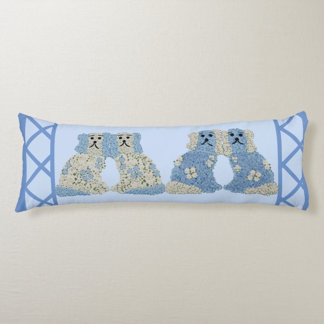  Blue Staffordshire Dogs Lumbar  Body Cushion (Front)