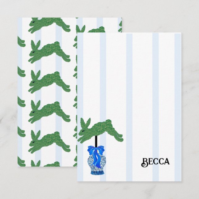 Blue Staffordshire Dogs Topiary Ginger Jar Jars Thank You Card (Front/Back)