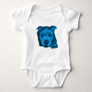 Blue Staffy Puppy Baby Bodysuit