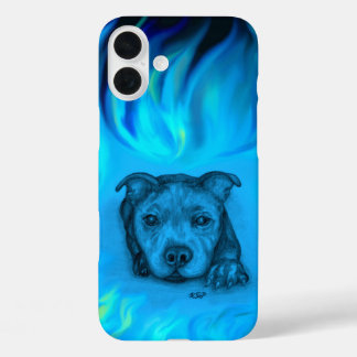 Blue Staffy Puppy iPhone 16 Plus Case