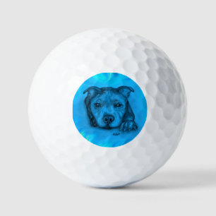 Blue Staffy Puppy Golf Balls