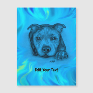 Blue Staffy Puppy Magnetic Card