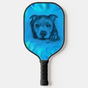 Blue Staffy Puppy Pickleball Paddle