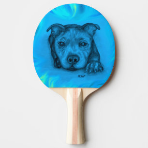 Blue Staffy Puppy Ping Pong Paddle
