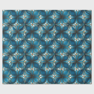 Blue Stain Glass Abstract Cross Wrapping Paper