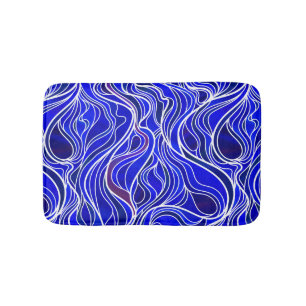 Blue Stained Glass Abstract Bath Mat