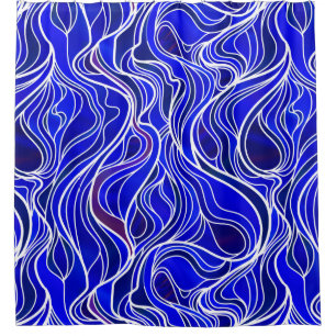 Blue Stained Glass Abstract Shower Curtain