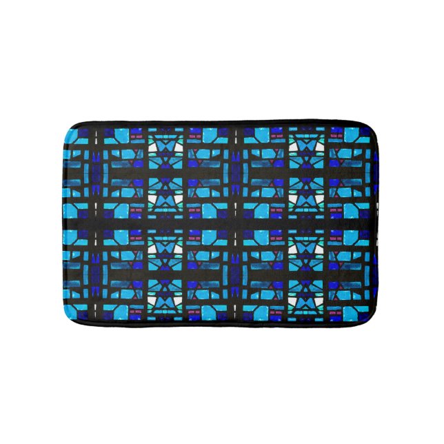 Blue Stained Glass Bath Mat (Front)