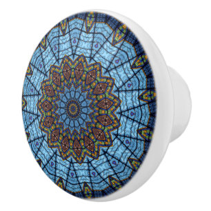 Blue Stained Glass Ceramic Drawer Cabinet Knob