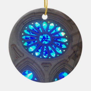 Blue Stained Glass Ceramic Tree Decoration