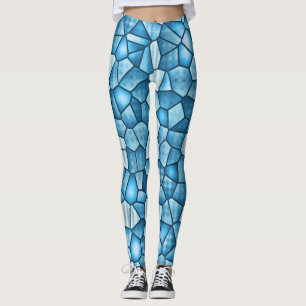 Blue Stained Glass Trendy Spring & Summer Leggings
