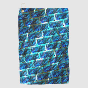 Blue stained grazed, grate or leaning brick effect golf towel
