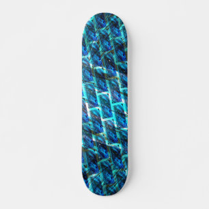 Blue stained grazed, grate or leaning brick effect skateboard