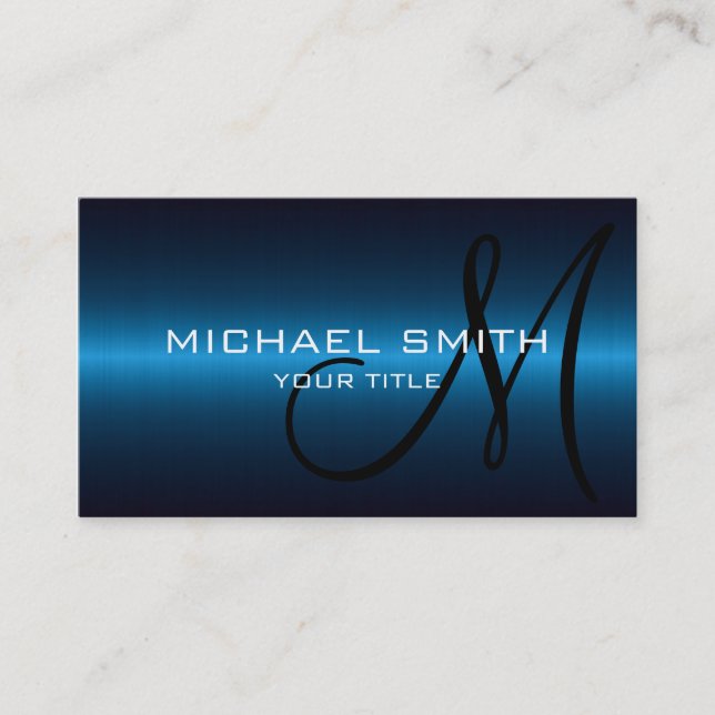 Blue Stainless Metal Professional Business Card (Front)