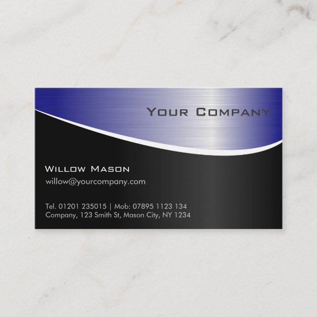 Blue Stainless Steel Effect, Business Card (Front)