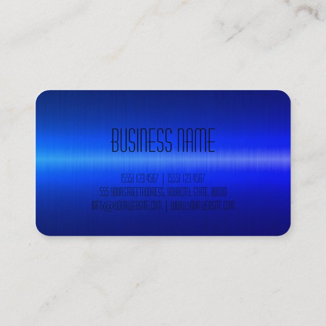 Blue Stainless Steel Metal Look #2 Business Card (Back)