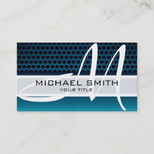 Blue Stainless Steel Metal Look Business Card