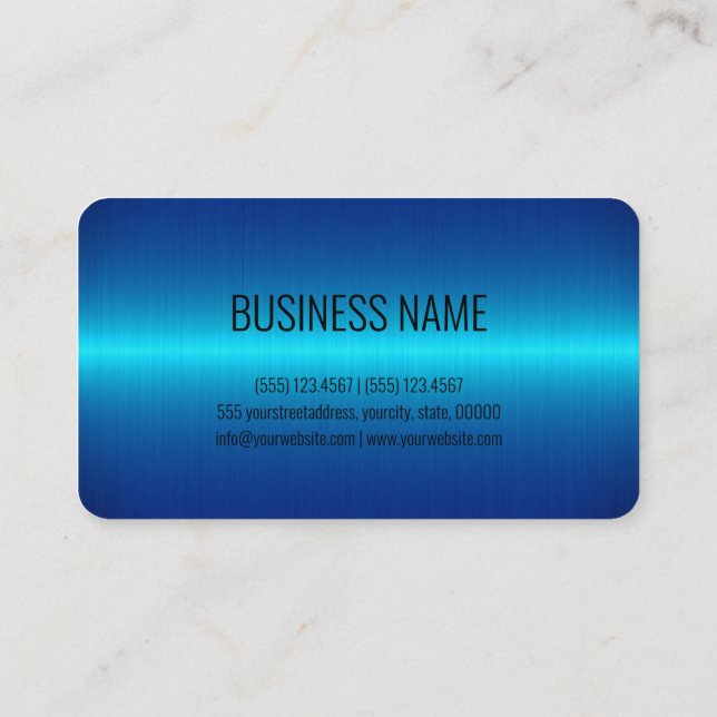 Blue Stainless Steel Metal Look Business Card (Back)