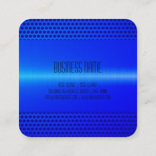 Blue Stainless Steel Metal Look Square Business Card
