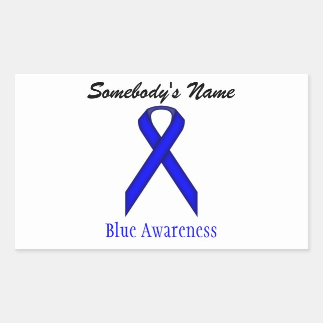Blue Standard Ribbon by Kenneth Yoncich Rectangular Sticker (Front)