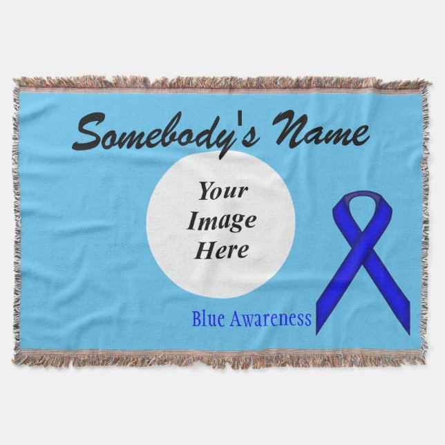 Blue Standard Ribbon Template by Kenneth Yoncich Throw Blanket (Front)