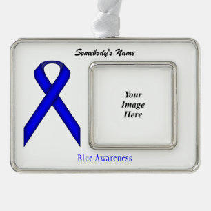 Blue Standard Ribbon Tmpl (H-O) by Kenneth Yoncich Silver Plated Framed Ornament