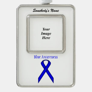 Blue Standard Ribbon Tmpl (V-O) by Kenneth Yoncich Silver Plated Framed Ornament