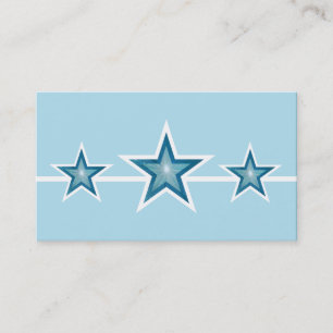 Blue Star 3 stars business card pale blue