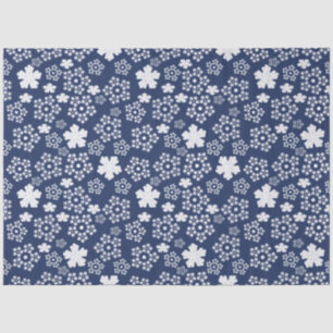 Blue Star and Snowflake Christmas Winter Pattern Tissue Paper
