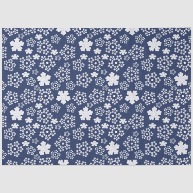 Blue Star and Snowflake Christmas Winter Pattern Tissue Paper (Front)