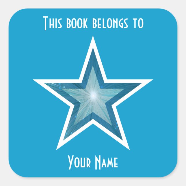 Blue Star bookplate sticker blue (Front)
