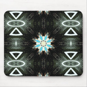 blue star-burst geometric mouse mat