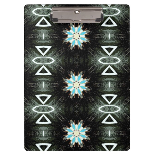 blue star-burst on black clipboard (Front)