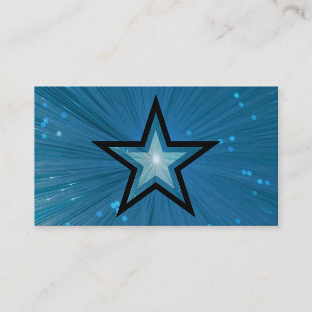 Blue Star business card template black back (Front)