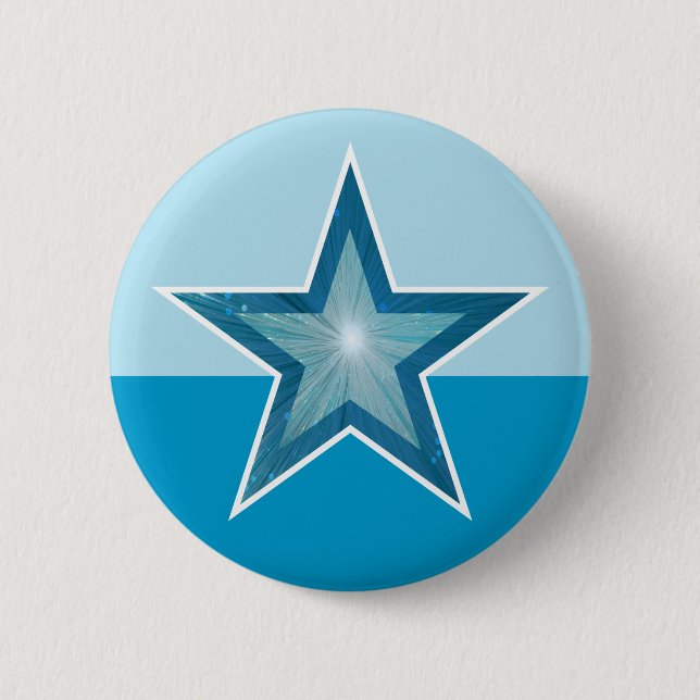 Blue Star button two tone blue (Front)