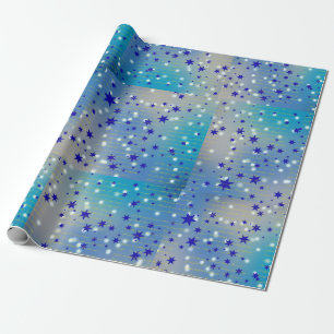 Blue star Christmas wrapping paper