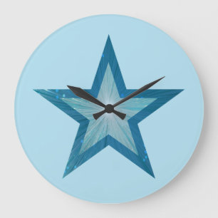 Blue Star clock round pale blue