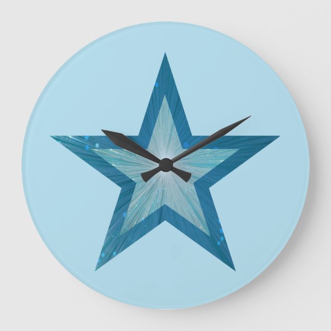Blue Star clock round pale blue (Front)