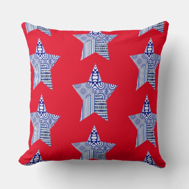 BLUE STAR COLLAGEThrow Pillow (Front)