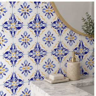 Blue Star Elegant Floral Mosaic Mediterranean Tile